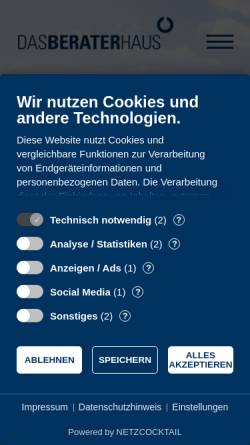 Vorschau der mobilen Webseite www.dasberaterhaus.de, DASBERATERHAUS GmbH & Co. KG