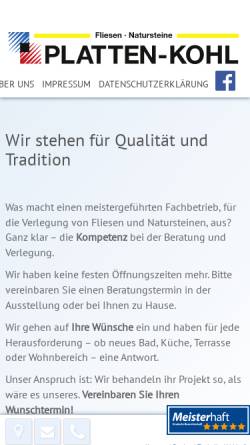 Vorschau der mobilen Webseite plattenkohl.de, Platten-Kohl