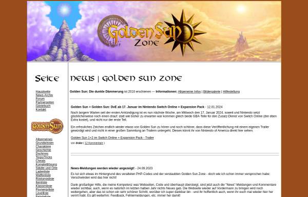 Vorschau von www.goldensun-zone.de, Golden Sun Zone