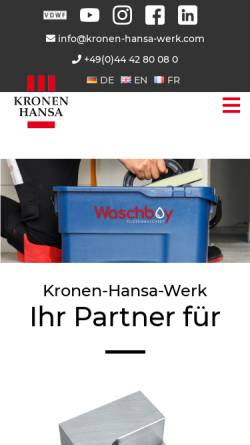 Vorschau der mobilen Webseite www.kronen-hansa-werk.com, Kronen-Hansa-Werk GmbH & Co. KG