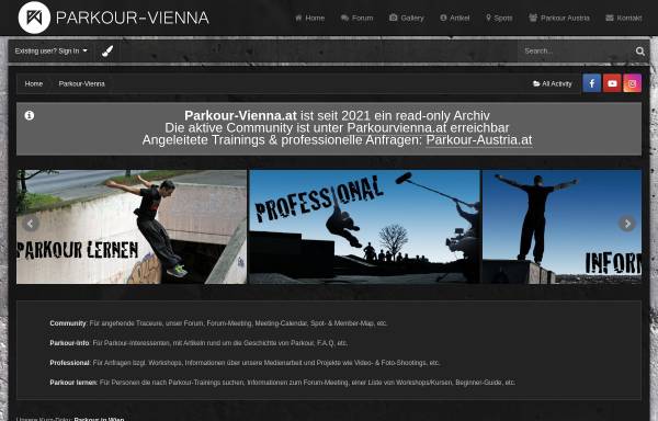 Vorschau von www.parkour-vienna.at, Parkour Vienna