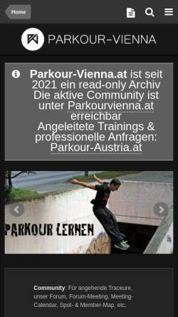 Vorschau der mobilen Webseite www.parkour-vienna.at, Parkour Vienna