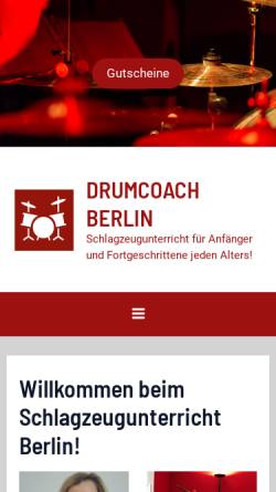 Vorschau der mobilen Webseite drumcoach-berlin.de, Drumcoach-Berlin - Schlagzeugunterricht