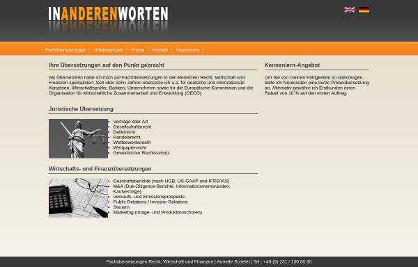 Vorschau von www.inanderenworten.de, Annette Scheler