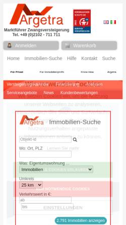 Vorschau der mobilen Webseite www.immozv.de, ImmoZv - Info für Immobilien-Versteigerungen, Inh. August Sandmaier