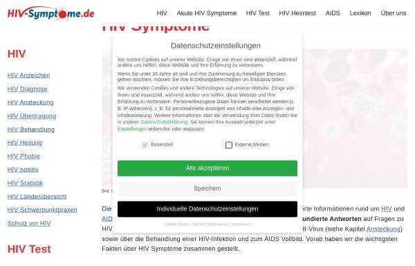 Vorschau von www.hiv-symptome.de, HIV-Symptome