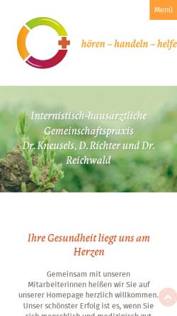 Vorschau der mobilen Webseite www.hausaerzte-team.de, Gemeinschaftspraxis Dr. med. M. Kneusels, D. Richter, Dr. med. C. Reichwald