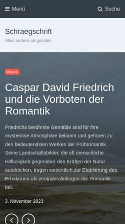 Vorschau der mobilen Webseite schraegschrift.de, Schraegschrift