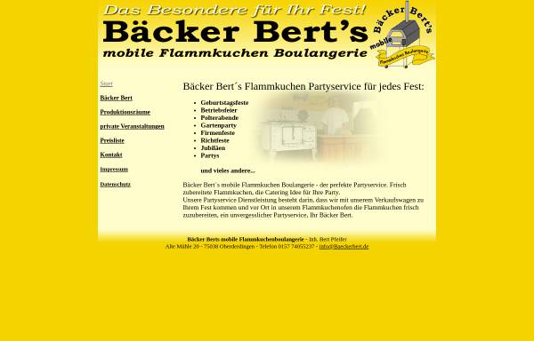 Vorschau von baeckerbert.de, Bäcker Bert`s mobile Flammkuchen-Boulangerie - Gabi Sager
