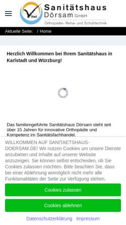 Vorschau der mobilen Webseite www.sanitaetshaus-doersam.de, Sanitätshaus Dörsam GmbH