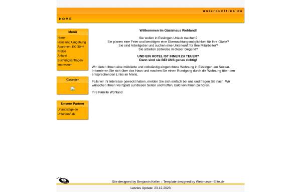 Vorschau von www.unterkunft-es.de, Gäsehaus Wohland