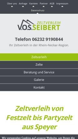 Vorschau der mobilen Webseite www.vosseibert.de, VOSSeibert Zeltverleih / Zeltvermietung