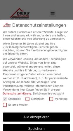 Vorschau der mobilen Webseite www.diers-holzbau.de, Diers Holzbau