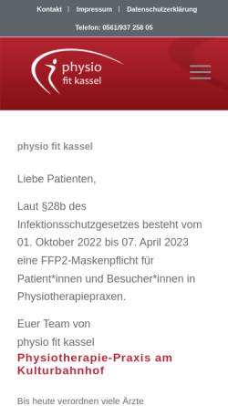 Vorschau der mobilen Webseite www.physio-fit-kassel.de, Physio Fit Kassel GbR
