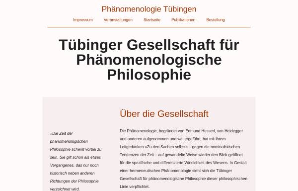 Vorschau von www.tuebinger-phaenomenologie.de, Tübinger Gesellschaft für Phänomenologische Philosophie