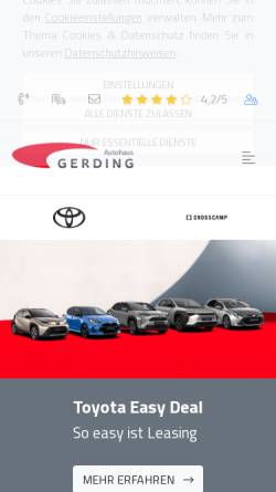 Vorschau der mobilen Webseite www.gerding.de, Toyota Gerding GmbH
