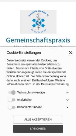 Vorschau der mobilen Webseite www.hausaerzte-am-holm.de, Hausarzt u. Allgemeinmediziner aus Flensburg – Arzt-Praxis Holm 13