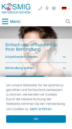 Vorschau der mobilen Webseite www.kosmig.de, KOSMIG GmbH - Medizinisches Informations- und Gesundheitszentrum