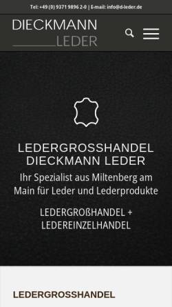 Vorschau der mobilen Webseite www.d-leder.com, Ledergroßhandel Dieckmann