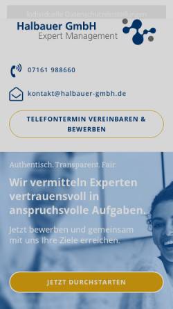 Vorschau der mobilen Webseite halbauer-gmbh.de, Halbauer GmbH Expert Management