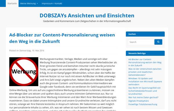 Vorschau von www.dobszay.ch, Dobszay's Ansichten und Einsichten