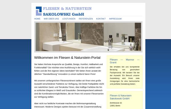 Vorschau von www.fliesen-sako.de, Fliesen und Naturstein Sakolowski GmbH