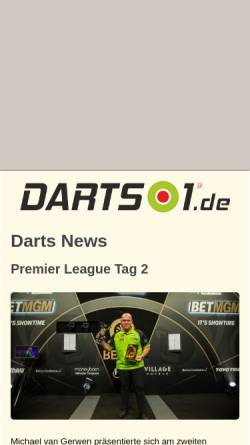 Vorschau der mobilen Webseite www.darts1.de, Darts-1