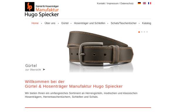 Vorschau von www.hugo-spiecker.de, Hugo Spiecker GmbH + Co. KG Hosenträger- und Gürtelfabrik
