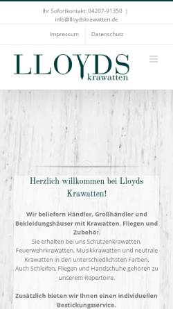 Vorschau der mobilen Webseite www.schuetzenkrawatten.de, Lloyds Krawatten. Hans Günter Mücke e.K.