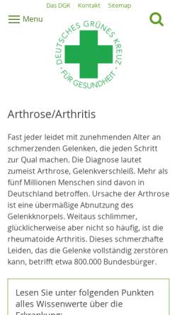 Vorschau der mobilen Webseite www.dgk.de, DGK: Arthrose und Arthritis