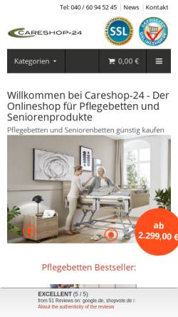 Vorschau der mobilen Webseite careshop-24.de, Careshop-24, Alexander Deeken