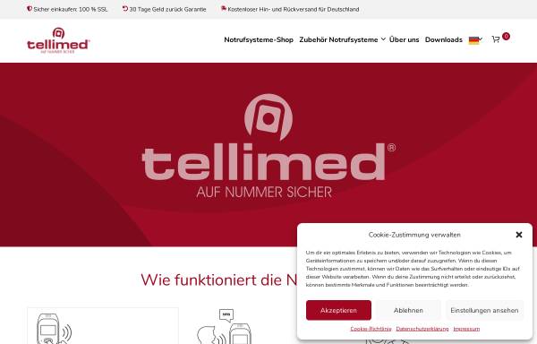 Vorschau von www.tellimed.de, Hausnotrufsysteme tellimed, Rambach & Fegers GbR