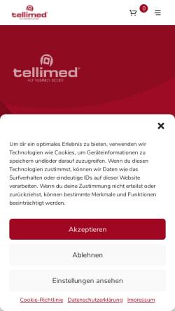 Vorschau der mobilen Webseite www.tellimed.de, Hausnotrufsysteme tellimed, Rambach & Fegers GbR