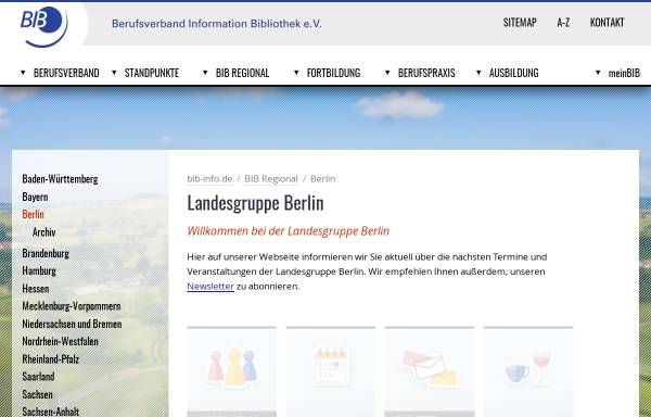 Vorschau von www.bib-info.de, Berufsverband Information Bibliothek - Landesgruppe Berlin
