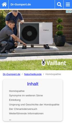 Vorschau der mobilen Webseite www.dr-gumpert.de, Dr. Gumpert: Homöopathie
