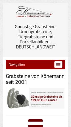 Vorschau der mobilen Webseite www.grabsteine-klnt.de, Laser-Natursteintechnik Könemann, Torsten Könemann