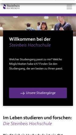 Vorschau der mobilen Webseite www.steinbeis-hochschule.de, Steinbeis-Hochschule Berlin