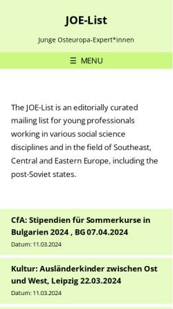 Vorschau der mobilen Webseite www.joe-list.de, JOE-List - 