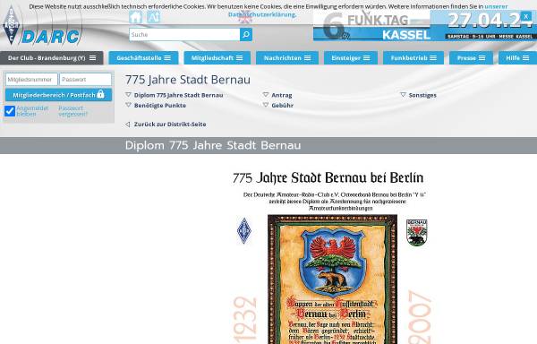 Vorschau von www.darc.de, 775 Jahre Stadt Bernau bei Berlin