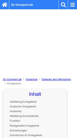 Vorschau der mobilen Webseite www.dr-gumpert.de, Dr. Gumpert: Kniegelenk