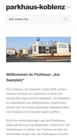 Vorschau der mobilen Webseite www.parkhaus-koblenz.de, Parkhaus am Saarplatz