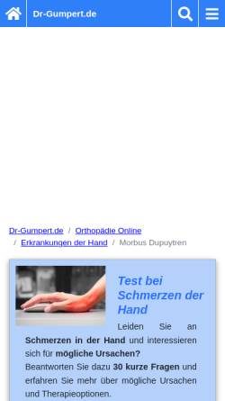 Vorschau der mobilen Webseite www.dr-gumpert.de, Dr. Gumpert: Morbus Dupuytren