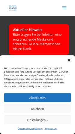Vorschau der mobilen Webseite praxis-dr-anthoni.de, Dr. med. Hans-Christian Anthoni