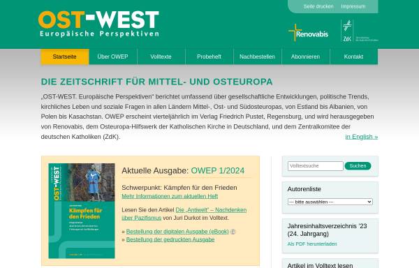 Vorschau von www.owep.de, Ost-West. Europäische Perspektiven