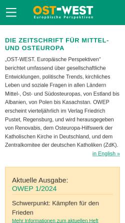 Vorschau der mobilen Webseite www.owep.de, Ost-West. Europäische Perspektiven