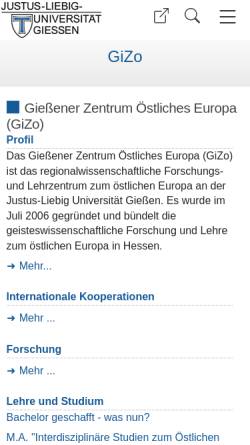 Vorschau der mobilen Webseite www.uni-giessen.de, Gießener Zentrum Östliches Europa