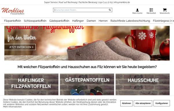 Vorschau von www.filz-pantoffeln.de, Merklins Filzpantoffeln - Hans Reichenspurner