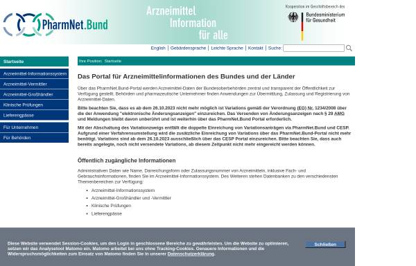 Vorschau von www.pharmnet-bund.de, PharmNet.Bund