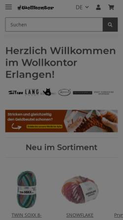 Vorschau der mobilen Webseite www.wollkontor-erlangen.de, Wollkontor Erlangen