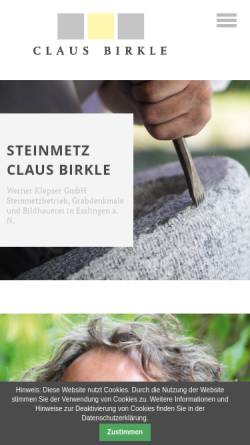 Vorschau der mobilen Webseite www.claus-birkle.de, Steinmetz Claus Birkle
